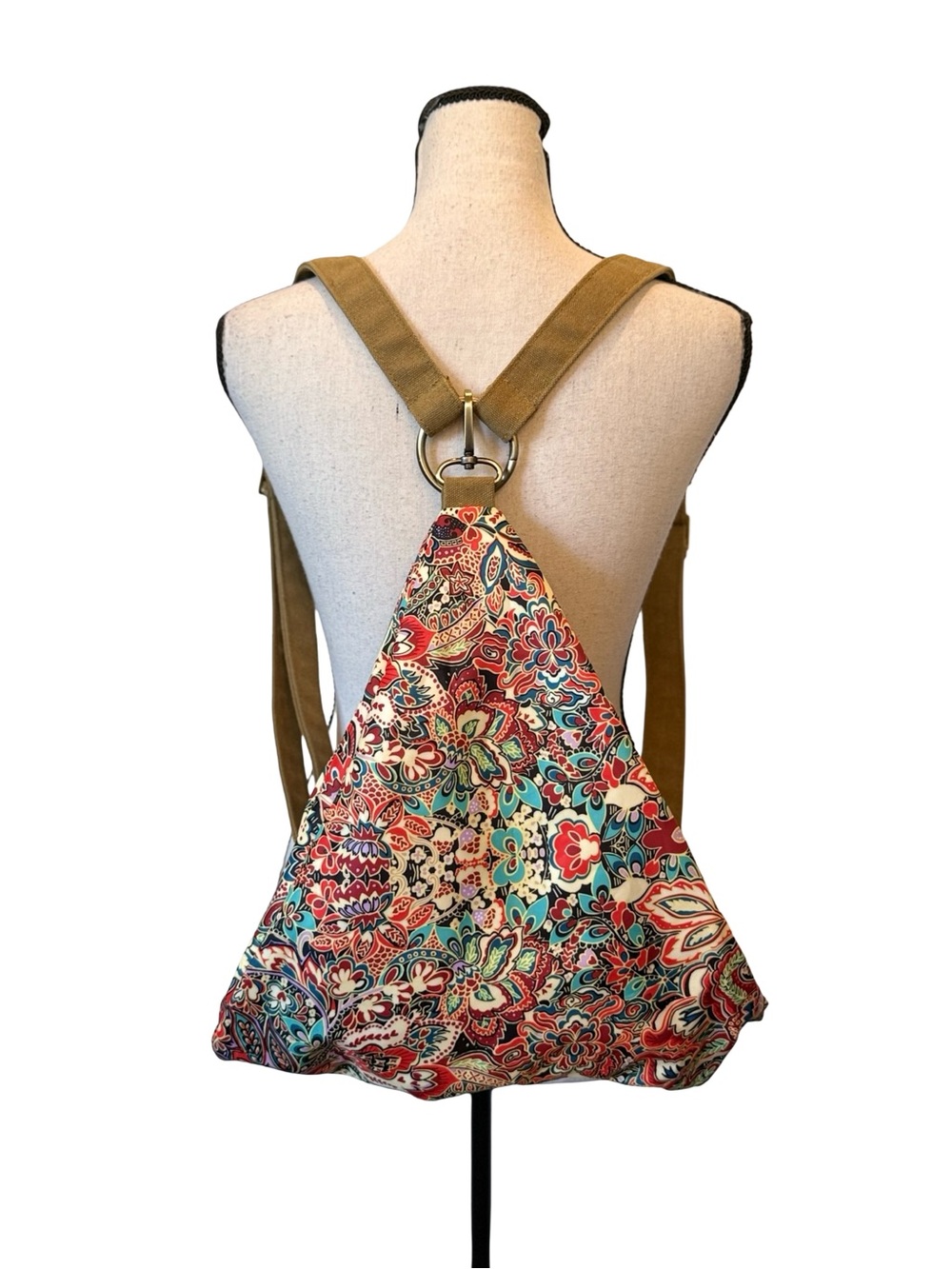 Black Butterfly Boho Floral Canvas Sling Backpack Purse Triangle Crossbody Bag